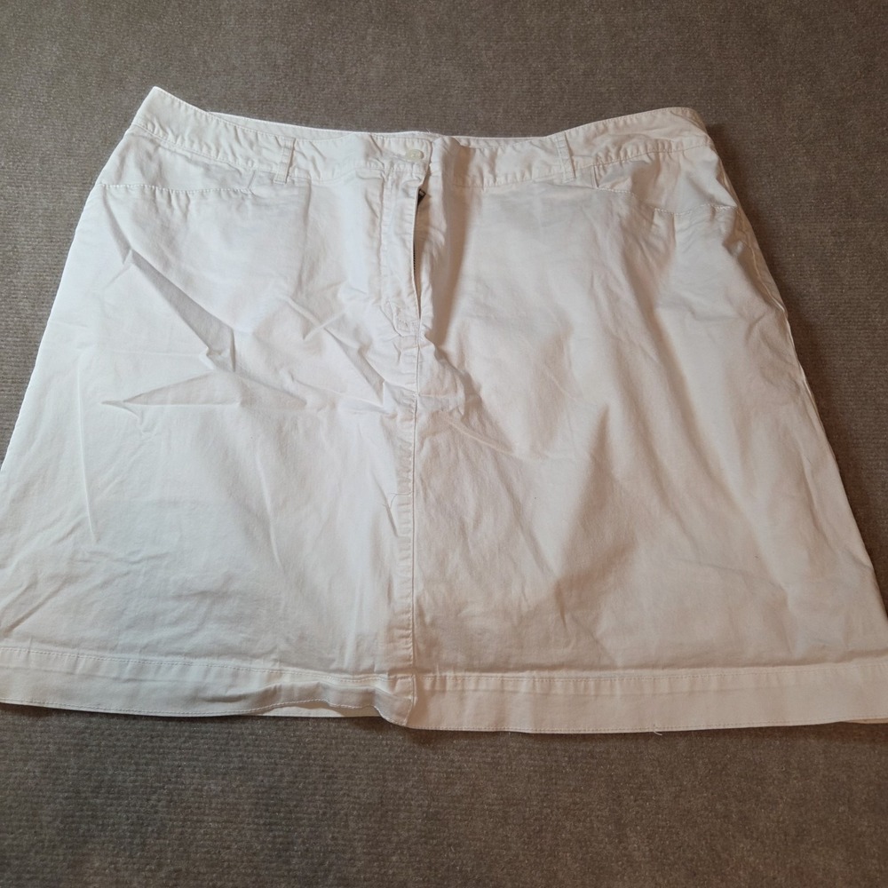 Laura Scott Women's White Straight Skort Size 18 Cotton Spandex Pockets preppy